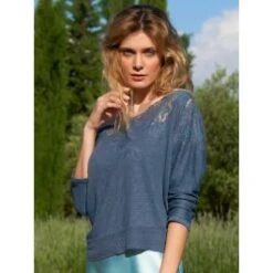 100% Leinen Pullover GLORIA No. 2 Spitze Von Marjolaine