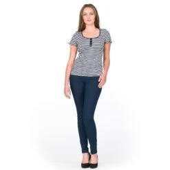 Seide-Baumwolle T-Shirt ARONA Gestreift Gattina 9 Seide-Baumwolle T-Shirt ARONA Gestreift Gattina -MAISON LEJABY Verkaufsgeschäft seide ringel top arona marine blau 81202 gattina 1 2