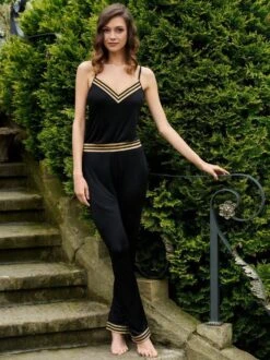 Wirkseide Top TESSA Schwarz-gold Von Gattina -MAISON LEJABY Verkaufsgeschäft seide top hose schwarz 391680 391679 gattina