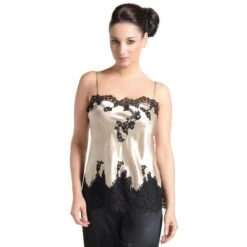 Seiden-Longtop JARDIN Calais Spitze Marjolaine -MAISON LEJABY Verkaufsgeschäft seidentop jardin beige schwarz marjolaine 1 1 1 1