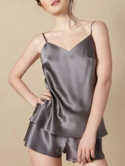 Seidentop 100% Seide ODON Satin Von Marjolaine -MAISON LEJABY Verkaufsgeschäft seidentop odon dunkelgrau marjolaine 1 3 1 1 1