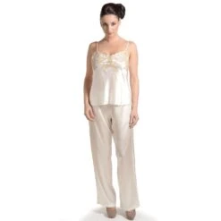 100% Seide Seidentop RARE Exquisit Von Marjolaine -MAISON LEJABY Verkaufsgeschäft seidentop rare mit pyjamahose champagner beige marjolaine 2 1
