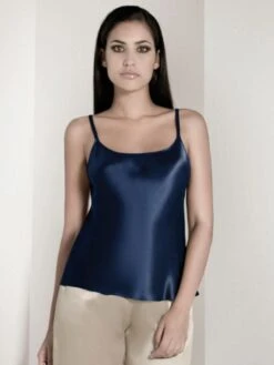 100% Seide Trägertop CLASSICO No. 2 Von Luna Di Seta -MAISON LEJABY Verkaufsgeschäft seidentop rundhals vlst08010 marine dunkelblau luna di seta 5