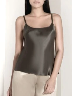 100% Seide Trägertop CLASSICO No. 2 Von Luna Di Seta -MAISON LEJABY Verkaufsgeschäft seidentop rundhals vlst08010 mokka luna di seta 2