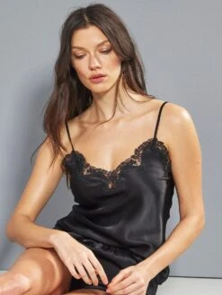 100% Seidentop SATIN + LACE Kurz Von Eva B. Bitzer -MAISON LEJABY Verkaufsgeschäft seidentop satin lace 29314470 schwarz bitzer 1
