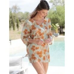 Baumwolle-Seide Tunika LAGOON Von Fürstenberg