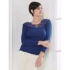 Merino Wolle-Seide LANGARMSHIRT Gerippt Blau Leavers Spitze Von Oscalito 1 Merino Wolle-Seide LANGARMSHIRT Gerippt Blau Leavers Spitze Von Oscalito -MAISON LEJABY Verkaufsgeschäft shirt langarm chantilly spitze blau 6643 oscalito 4