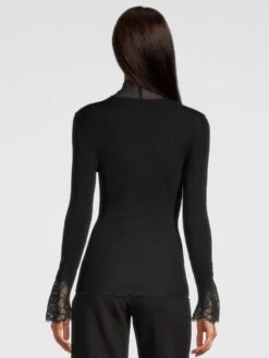 Merinowolle-Seide KRAGEN-SHIRT Gerippt Schwarz Von Oscalito 10 Merinowolle-Seide KRAGEN-SHIRT Gerippt Schwarz Von Oscalito -MAISON LEJABY Verkaufsgeschäft shirt langarm chantilly spitze schwarz 6644 oscalito 2