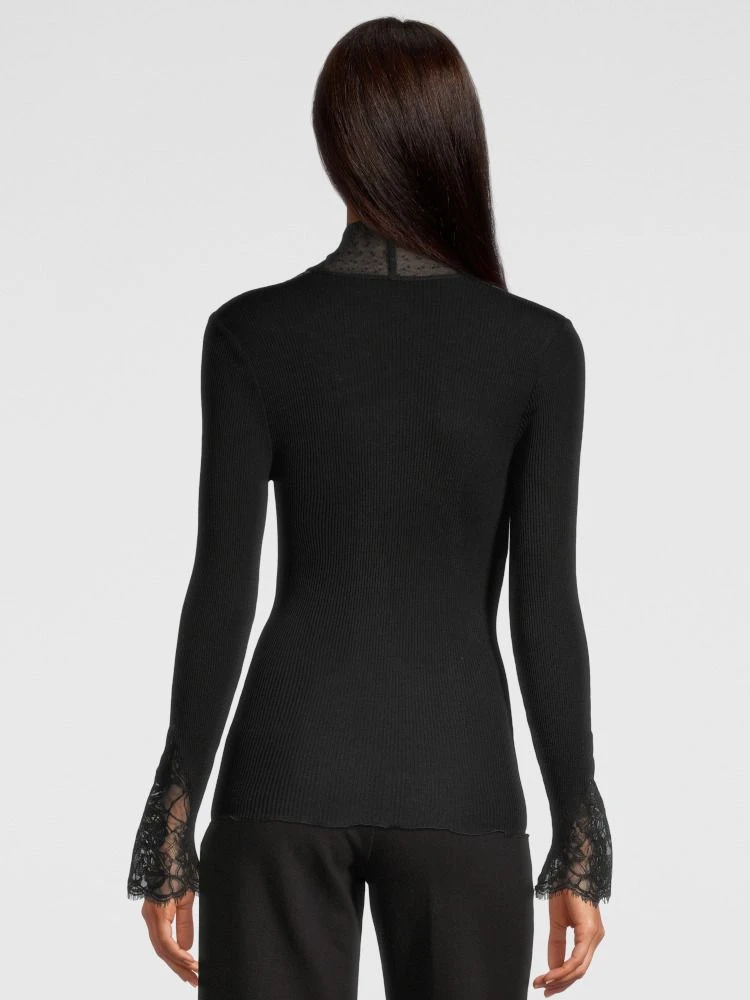 Merinowolle-Seide KRAGEN-SHIRT Gerippt Schwarz Von Oscalito 6 Merinowolle-Seide KRAGEN-SHIRT Gerippt Schwarz Von Oscalito – Bild 4