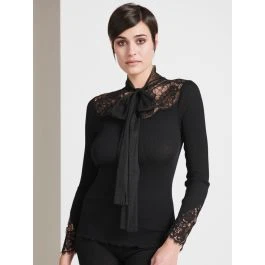 Merinowolle-Seide KRAGEN-SHIRT Gerippt Schwarz Von Oscalito 3 Merinowolle-Seide KRAGEN-SHIRT Gerippt Schwarz Von Oscalito