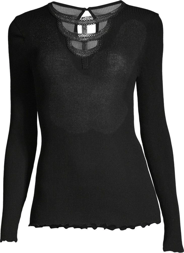 Merinowolle-Seide LANGARM SHIRT Gerippt Schwarz Von Oscalito 7 Merinowolle-Seide LANGARM SHIRT Gerippt Schwarz Von Oscalito – Bild 5