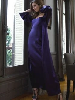 100% Seide Nachtkleid Lang SOIE ODANA Uni Von Marjolaine -MAISON LEJABY Verkaufsgeschäft soie odana laurian dunkelblau marjolaine 2 1 1