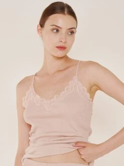 70% Seide 30% Baumwolle Träger-Top RIPP Von Eva B. Bitzer -MAISON LEJABY Verkaufsgeschäft spaghetti top rosecloud 27338213 jersey rip eva b bitzer 1