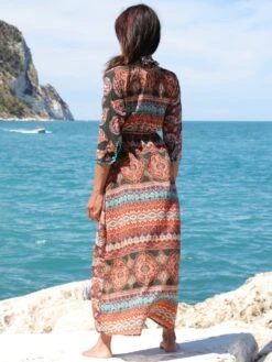 Seidenbatist Strandkleid BERENICE VERDE Schwarz-bunt Von Laetitia Beachwear -MAISON LEJABY Verkaufsgeschäft strandkaftan seidenbatist verde b145 laetitia beachwear 4