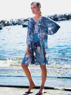 Viscose Tunika AVIO Blau-weiß Von Chiara Fiorini -MAISON LEJABY Verkaufsgeschäft strandkleid blau cf1602 chiara fiorini