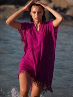 Spitze Strandtunika YLEE 23 Uni Von Pain De Sucre -MAISON LEJABY Verkaufsgeschäft strandkleid purpur ylee pain de sucre 1