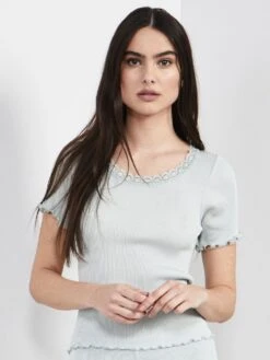 70% Seide 30% Baumwolle T-Shirt RIPP Von Eva B. Bitzer -MAISON LEJABY Verkaufsgeschäft t shirt crystal blue 27338233 jersey rip eva b bitzer 3 1 2