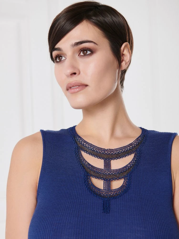 Merinowolle-Seide Trägertop Mit Glitzer Gerippt Von Oscalito 8 Merinowolle-Seide Trägertop Mit Glitzer Gerippt Von Oscalito – Bild 6