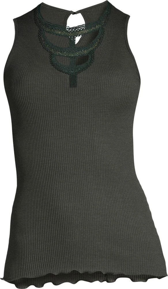 Merinowolle-Seide Trägertop Mit Glitzer Gerippt Von Oscalito 5 Merinowolle-Seide Trägertop Mit Glitzer Gerippt Von Oscalito – Bild 3