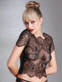 Spitze Kurzarm Top Von Prelude Milano -MAISON LEJABY Verkaufsgeschäft top spitze schwarz yl277 prelude milano 2 1