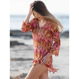 Häkel-Tunika ZICK ZACK Pink-orange Von Fürstenberg 3 Häkel-Tunika ZICK ZACK Pink-orange Von Fürstenberg