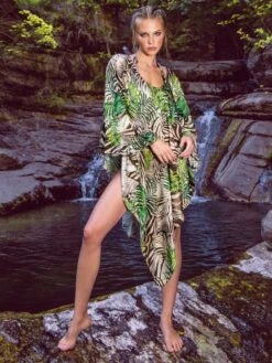 Strand Tunika EMIR Grün Von Nicole Olivier -MAISON LEJABY Verkaufsgeschäft tunika emir jungle nicole olivier 1