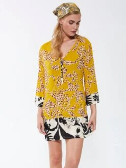 Viscose Tunika SANTORINI Maisgelb Von Fürstenberg -MAISON LEJABY Verkaufsgeschäft tunika mais bunt 278 31605 fuerstenberg