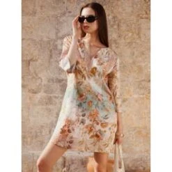 Strandtunika LIDO Apricot-türkis Von Eva B. Bitzer