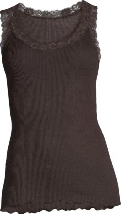 Merinowolle-Seide Unterhemd Gerippt Mit Calais Spitze Von Oscalito -MAISON LEJABY Verkaufsgeschäft unterhemd camisole leavers spitze basic moka 3410 oscalito 3
