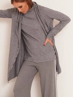 Wolle Viscose Rollkragen-Shirt MELANGE Grau Von Chiara Fiorini -MAISON LEJABY Verkaufsgeschäft viscose rollkragen cf2001 cf2022 grau chiara fiorini 3